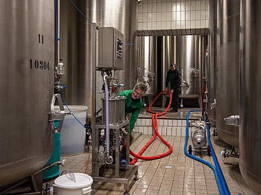 Brewery owner Andreas Nothhaft and brewmaster Frank Seyferth of Brauerei Nothhaft brewery