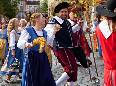 Schnitterstanz beim Heimatspiel (Münnerstadt, Rhön)