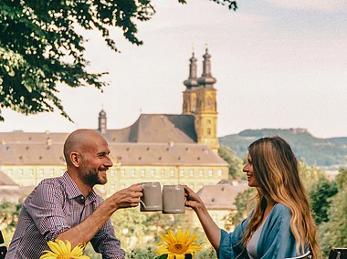 Genuss mit Blick auf Kloster Banz (Bad Staffelstein, Obermain.Jura)